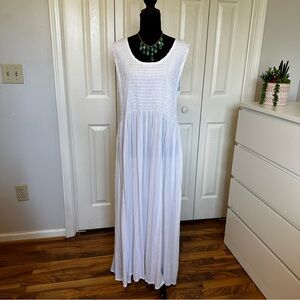Dalin White Maxi Dress Sleeveless Smocked Bodice Cottagecore Size XL